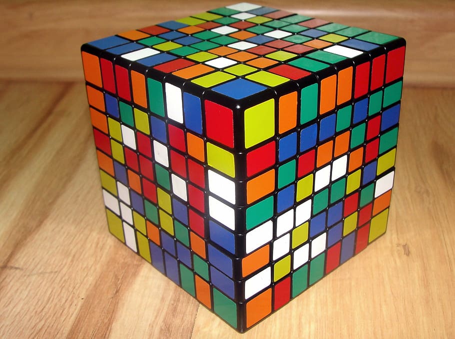 rubik's cube, 8x8x8, jigsaw puzzle, thinking, logic, memory, cube Shape, wood - Material, multi colored, indoors