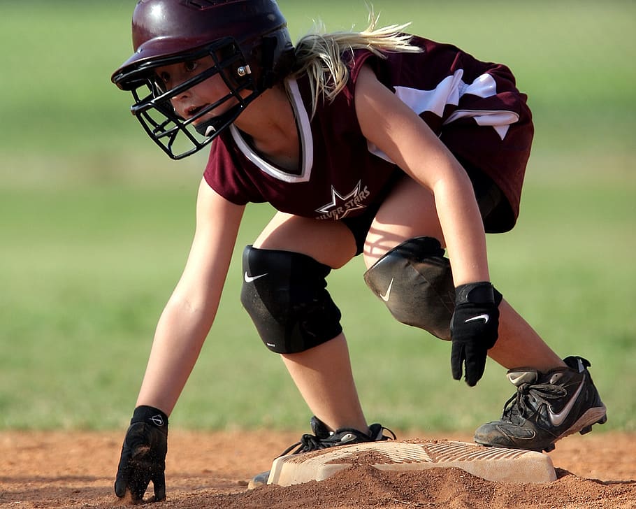 softball, runner, base, female, game, sport, field, player, athletic, dirt