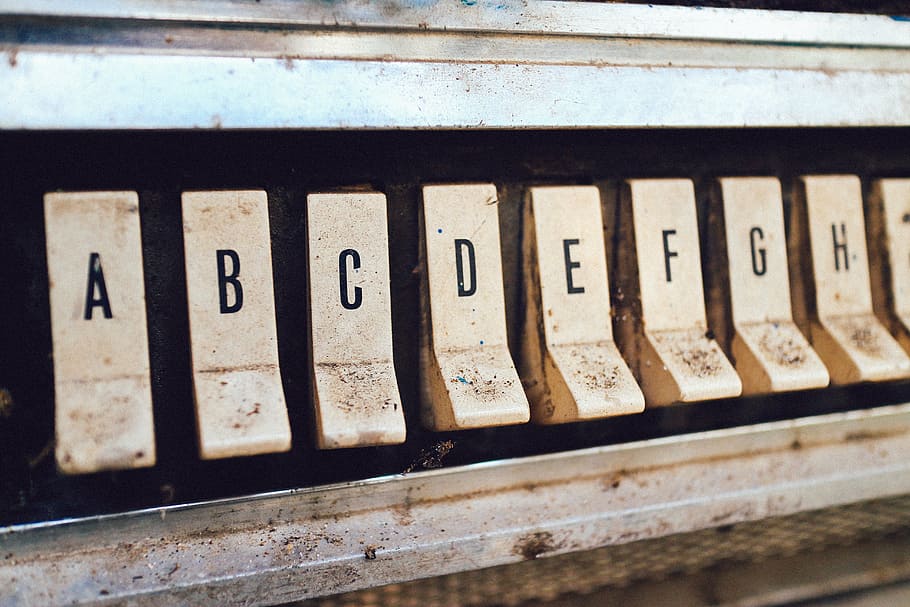sin título, oxidado, blanco, máquina de escribir, todavía, artículos, cosas, alfabeto, letras, interruptores