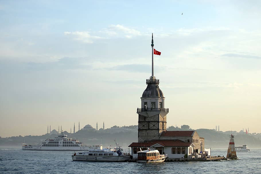 water, travel, sky, architecture, sea, summer, turkey, istanbul, bosphorus, maiden tower