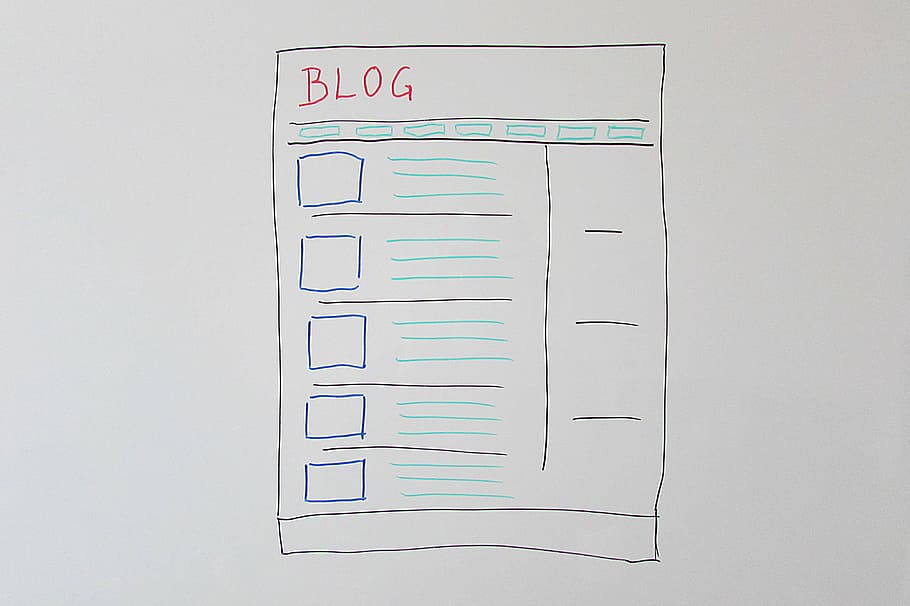 teks blog, Blog, teks, halaman web, desain web, blogging, sketsa, latar belakang putih, foto studio, tidak ada orang