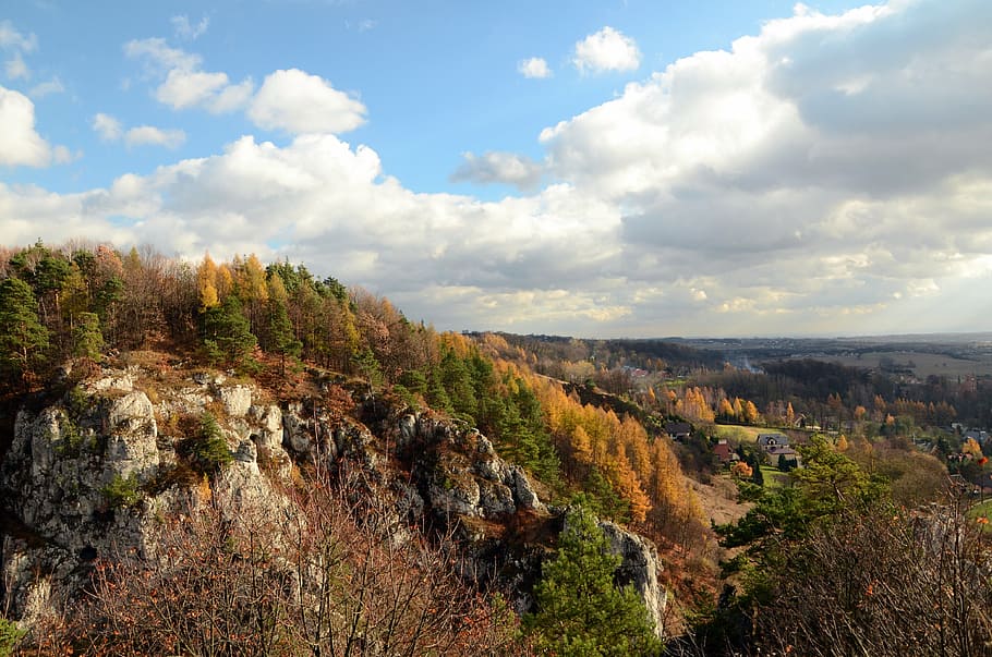 bolechowice, rocks, trail of the eagles ' nests, poland, valleys near cracow, autumn, nature, panorama, view, valley