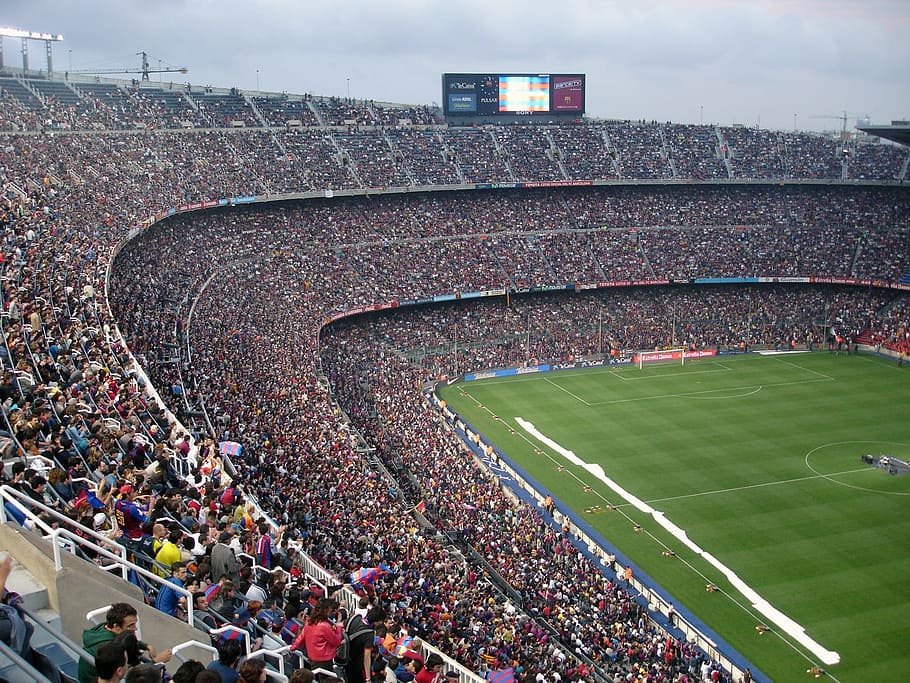 写真, サッカーサッカー場, サッカースタジアム, スタジアム, サッカー, カンプノウ, バルセロナ, スポーツ, 視聴者, 観客