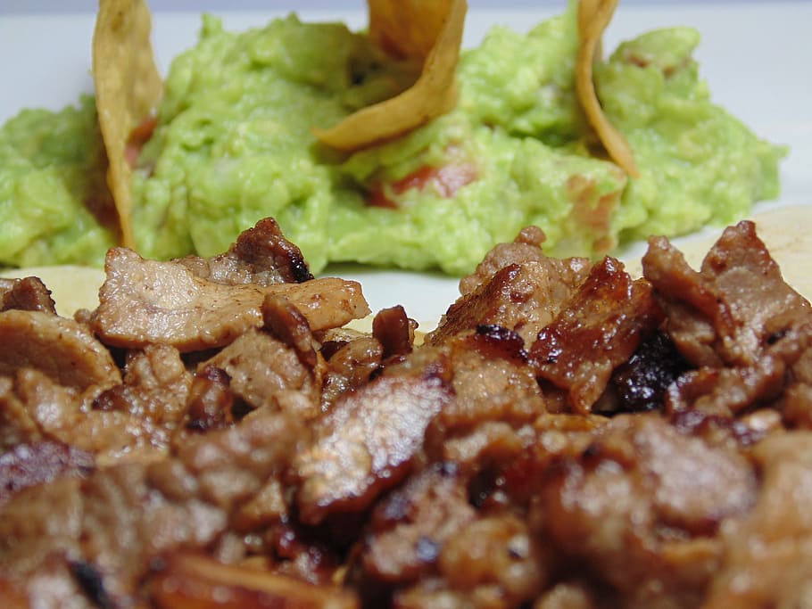 bacon with sauce, mexican food, food, meat, food and drink, ready-to-eat, close-up, freshness, indoors, vegetable