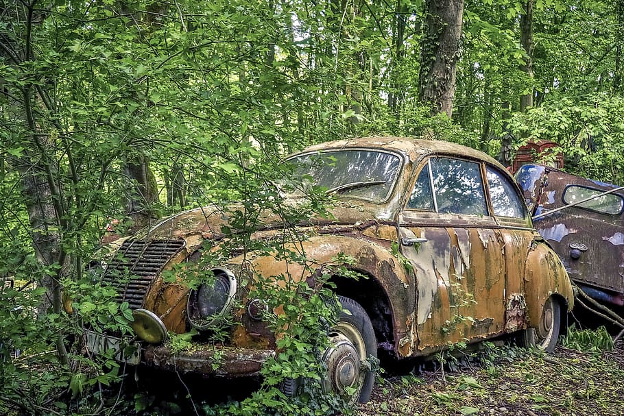 auto, car cemetery, oldtimer, old, rust, stainless karre, rusted, nostalgia, wreck, scrap