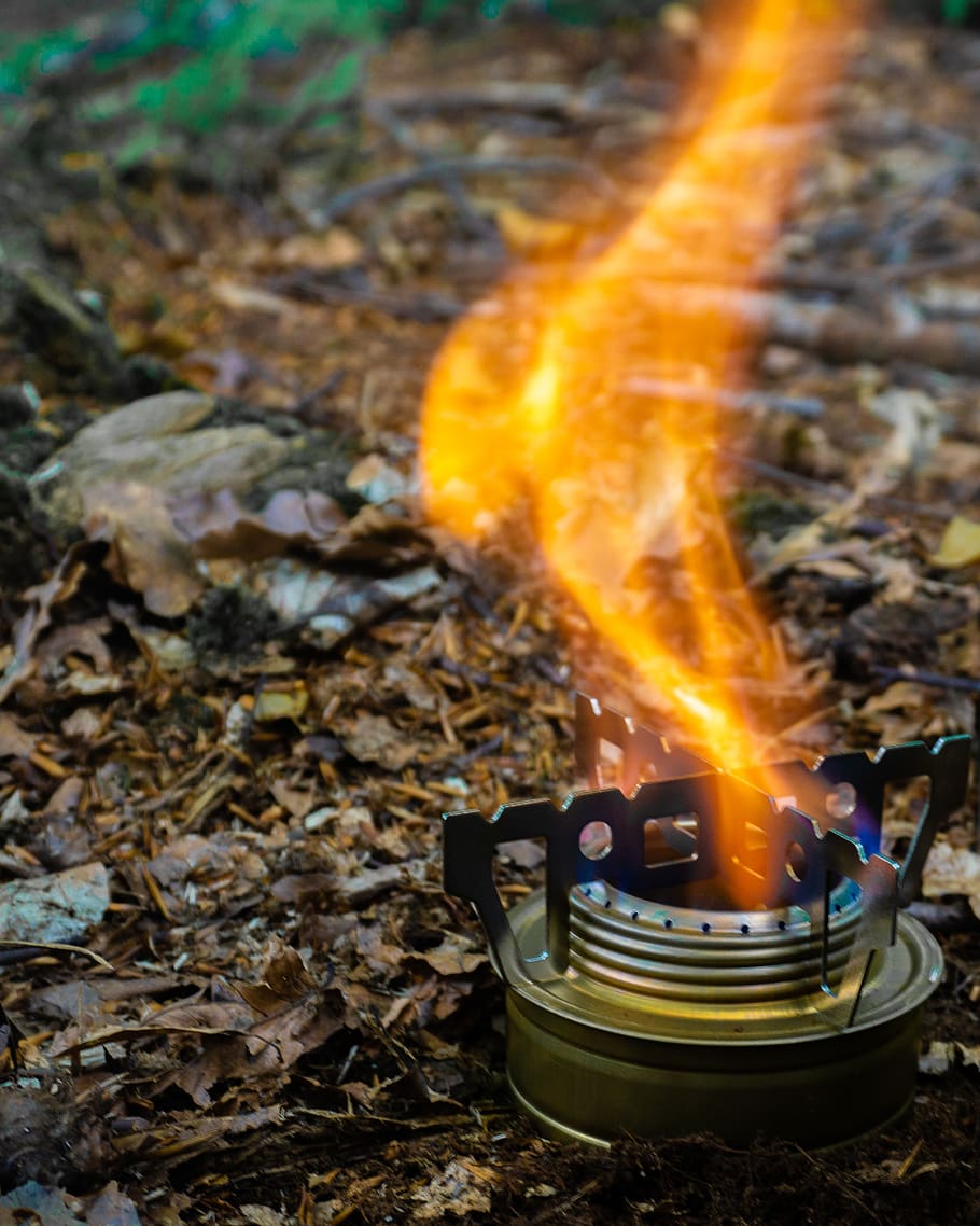 fire, trangia, outdoors, stove, flame, camping, burner, portable, survival, burning