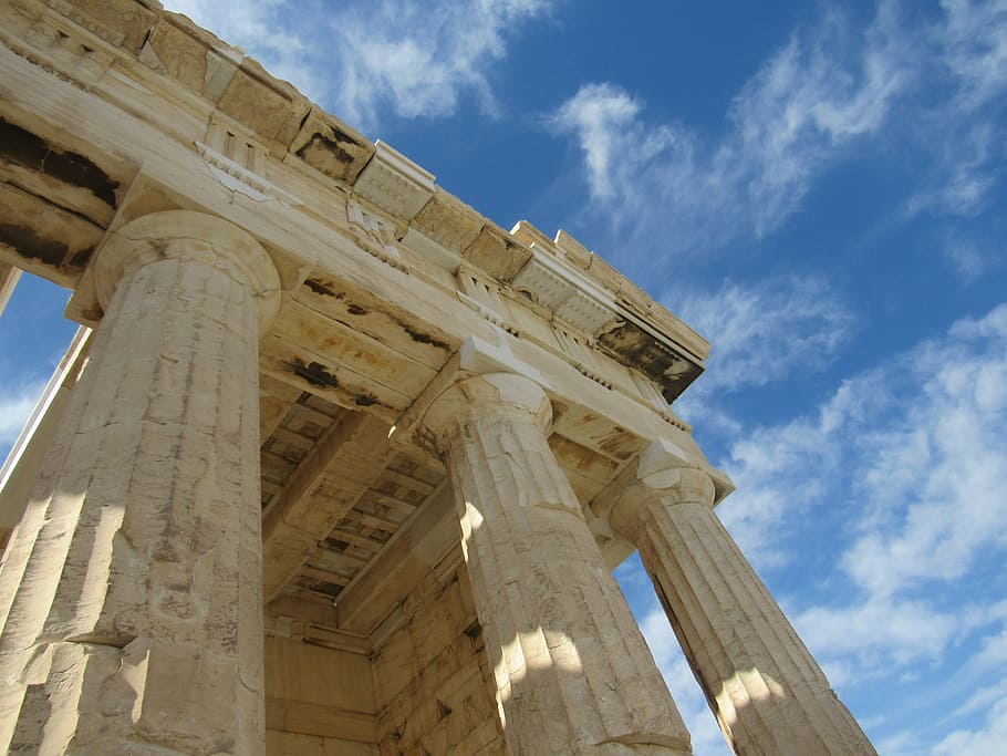 arco de concreto bege, grécia, acrópole, história, cidade, arquitetura, velho, grego, monumentos, atenas