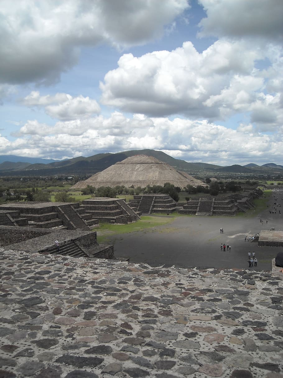 teotihuacan, pyramids, mexico, cloud - sky, sky, scenics - nature, landscape, environment, day, land