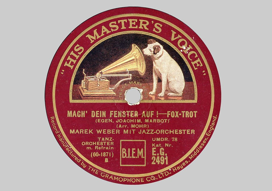 master, voice lp sleeve, record, shellac disc, plate label, 78rpm, tinge, 1920, 1930, analog