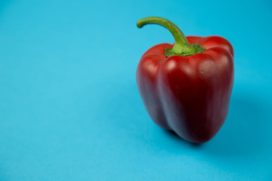 red, pepper, blue, background, Red pepper, food/Drink, food, healthy, vegetable, freshness