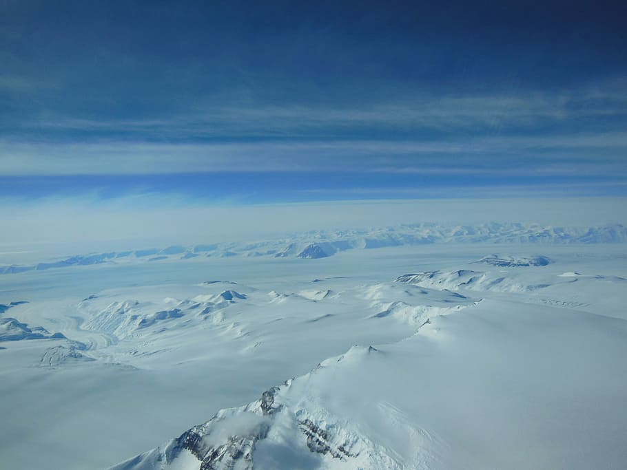 Lihat, Antartika, Lembar Es, foto, gletser, horizon, lanskap, domain publik, langit, salju