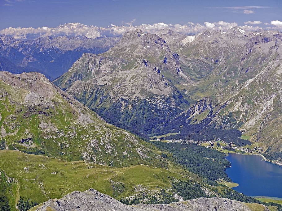 switzerland, oberengadin, maloja pass, lake sils, high inntal, graubünden, rhätikon, alpine, corvatsch, southeast switzerland