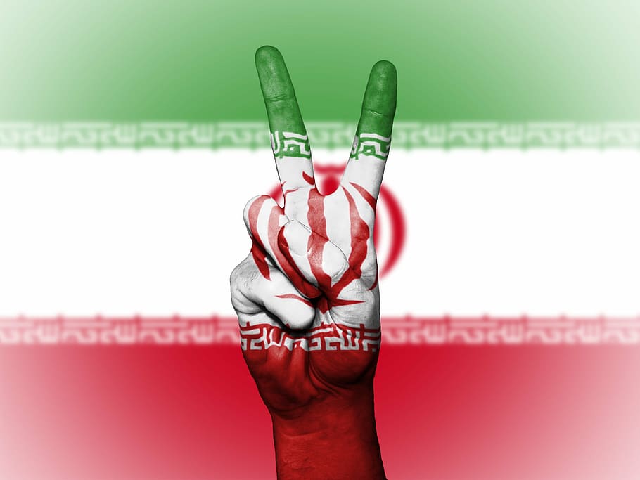 Irán, paz, mano, nación, fondo, pancarta, colores, país, bandera, icono