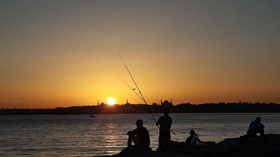 Los Pescadores Puesta De Sol Marino Pescador Cielo En La Noche Crepúsculo Pesca Garganta 3031