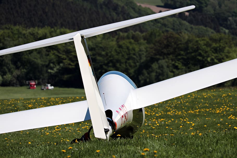 glider, meadow, flying, aircraft, air sports, leisure, airport, glider pilot, hobby, segelflugsport