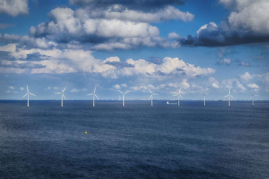 mills, sea, copenhagen, environmental conservation, fuel and power generation, renewable energy, turbine, wind turbine, alternative energy, wind power