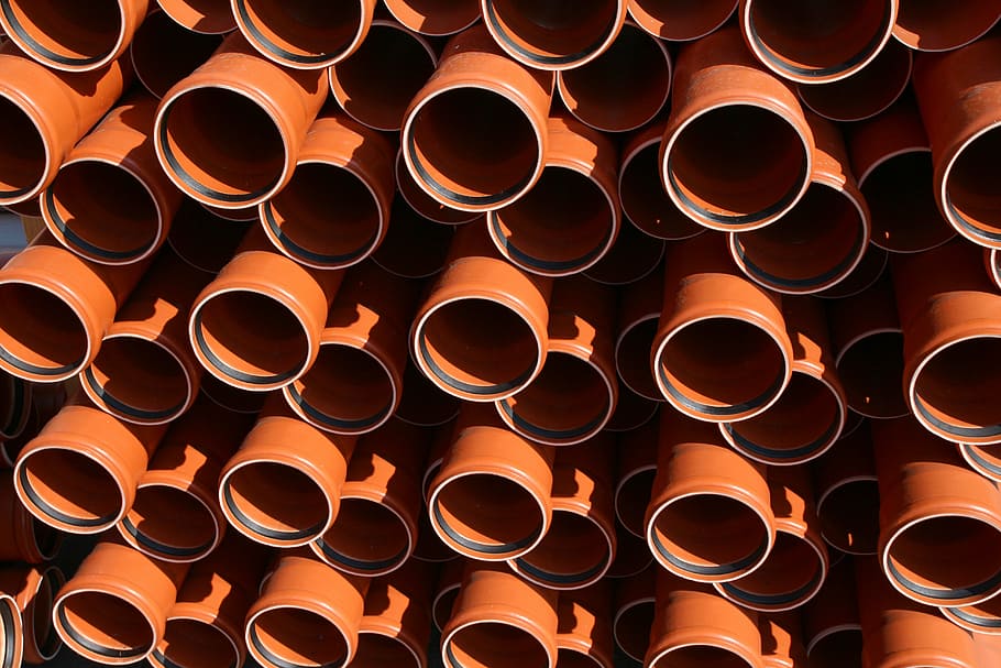 bunch, orange, pipes, water pipes, piping, line, water pipe, pipeline, pipe - Tube, industry