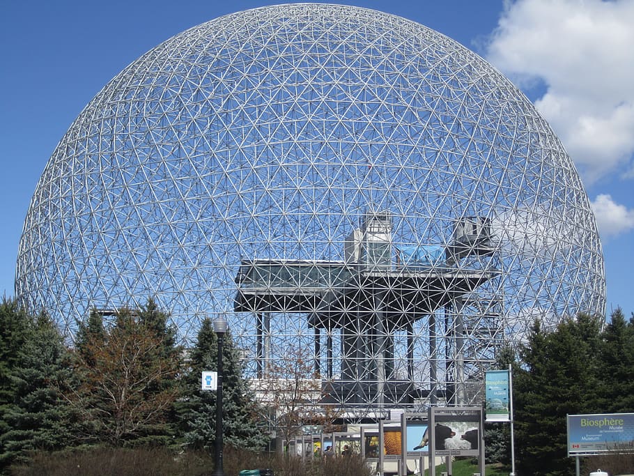 몬트리올 바이오 돔, île Sainte Hélène, 캐나다, 건축물, 건축 된 구조, 건물 외관, 하늘, 둥근 천장, 자연, 아니 사람