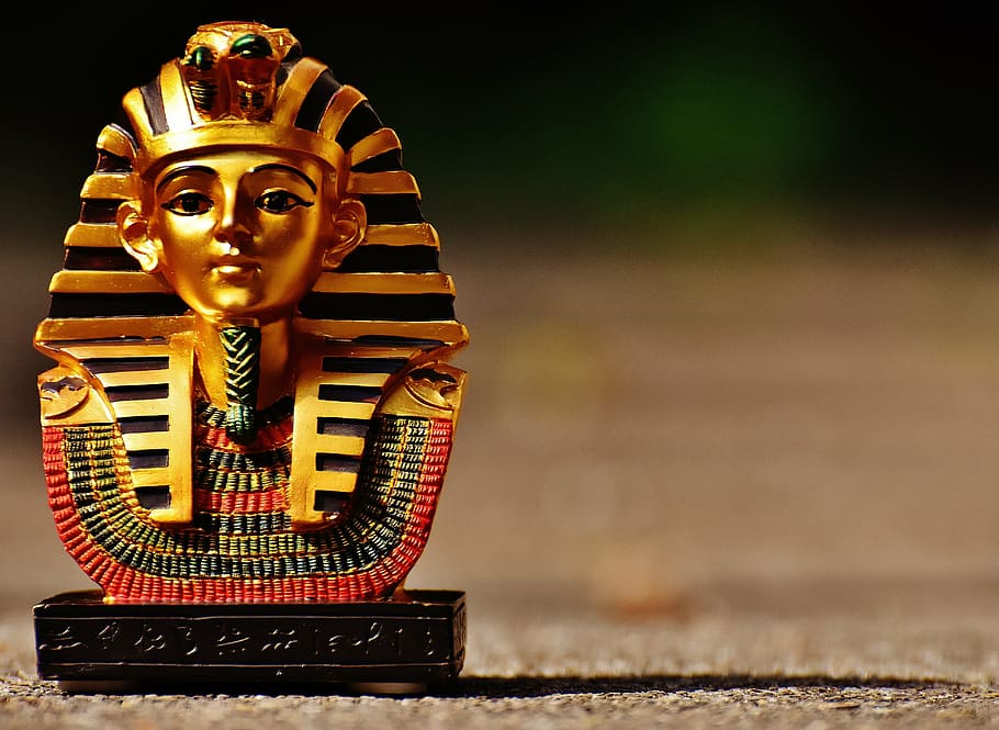 tutankhamun figurine, statue, egypt, figure, egyptian, pharaonic, head, cultures, spirituality, religion