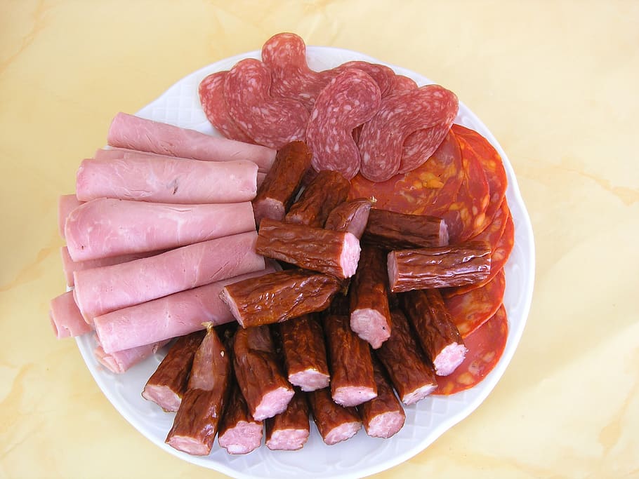 salami, food, ham, meat, sausage, smoked, pork, beef, red, food and drink