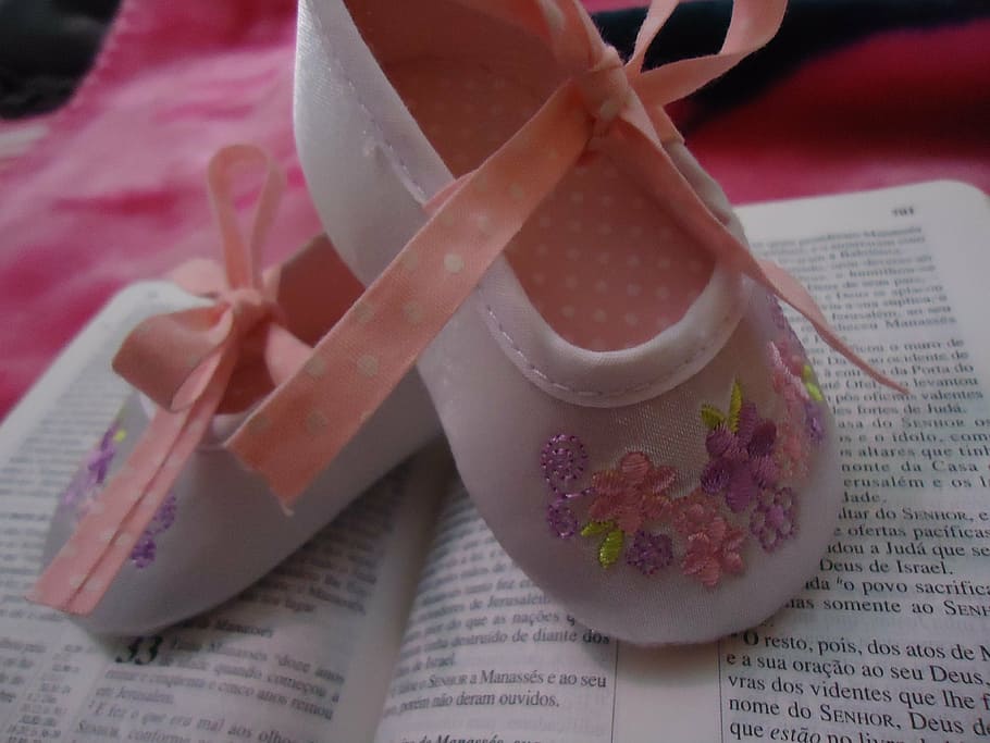 chinelo, sapatos, balé, bebê, papel, Planta de florescência, flor, cor rosa, plantar, texto