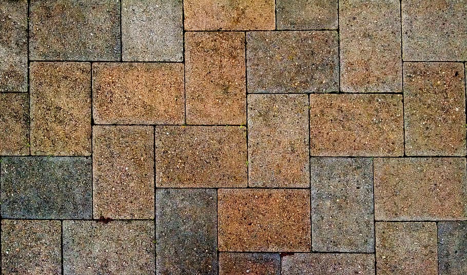 茶色のコンクリート表面, 舗装, 石, 歩道, パターン, 石畳, 石工, ブロック, 表面, テクスチャ