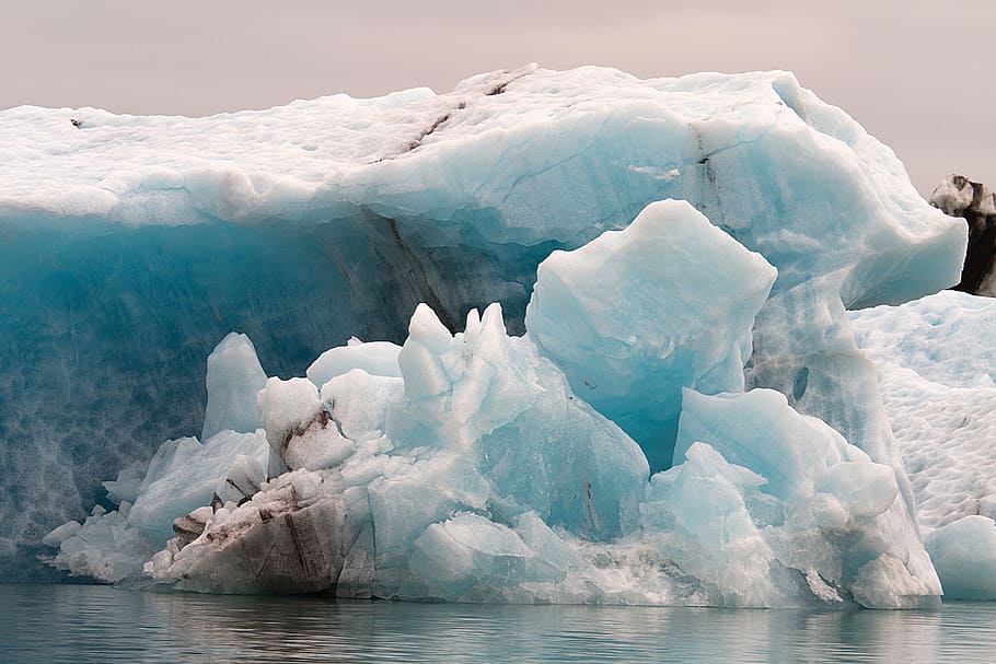 ice stone, body, water, daytime, iceland, driving iceberg, steam, glacier, icebergs, lagoon