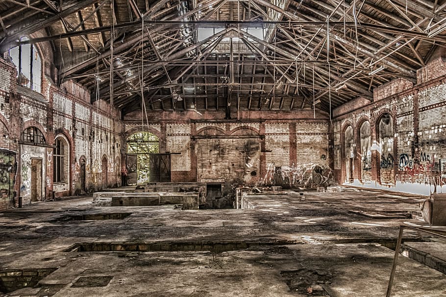 brown wooden structure, lost places, hall, leave, lapsed, old, factory,  ruin, old factory, factory building | Pxfuel
