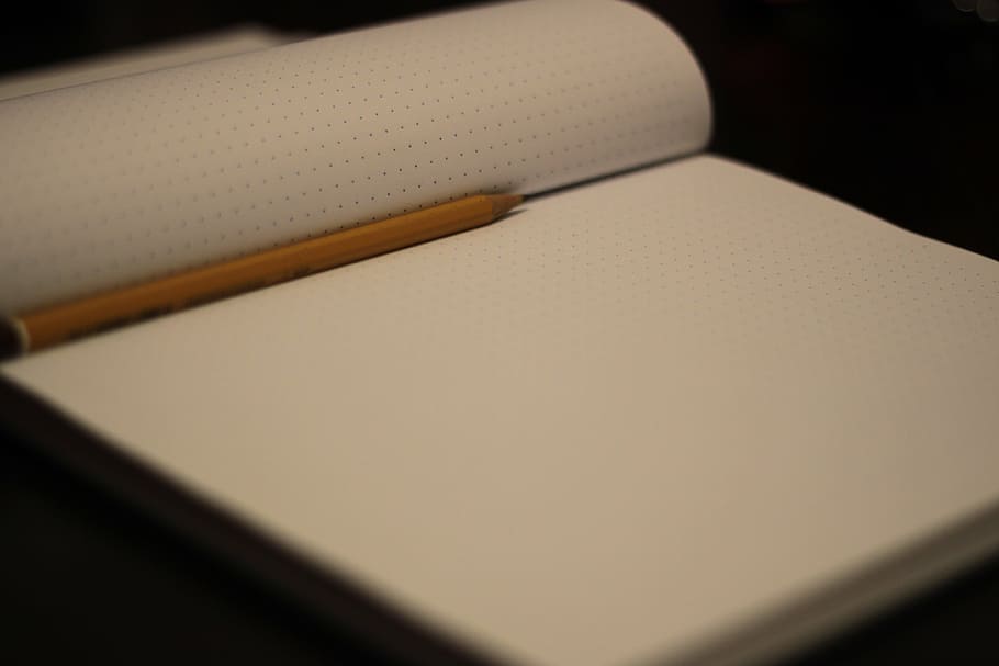 putih, kertas, atas, kuning, pensil, foto, sketsa, notepad, notebook, bisnis