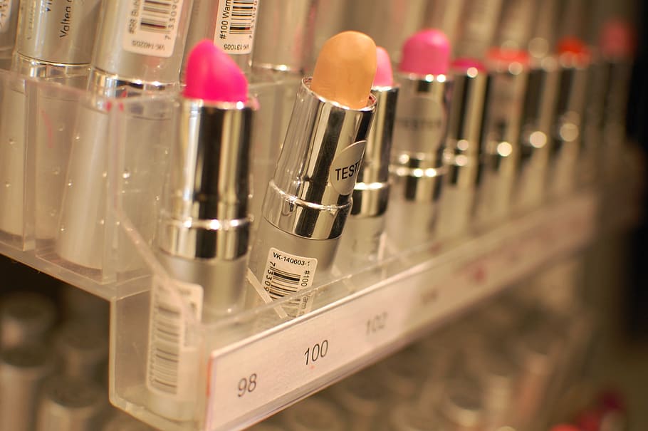 shallow, focus, lipstick lot, lipstick, yellow, shop, shelf, sale, beauty, vanity