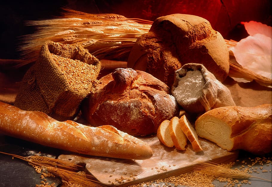 foto, al horno, panes, acompañamiento, pan, harina, boulanger, trigo, Comida, comida y bebida