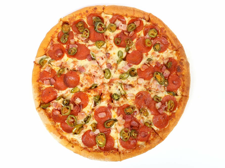 pepperoni pizza, american, bacon, bread, cheese, cheesy, deliver, delivery, diet, dough