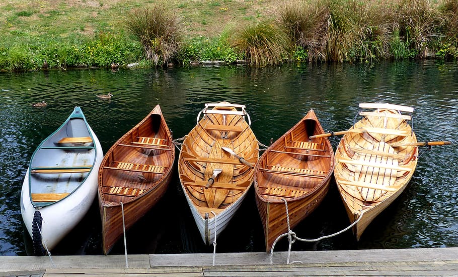 Antigua, Canoe, Christchurch, five, boats, water, nautical vessel, transportation, day, mode of transportation