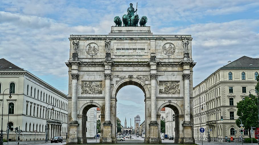 puerta de la victoria, munich, alemania, durante el día, siegestor, edificio, arquitectura, europa, lugar famoso, italia
