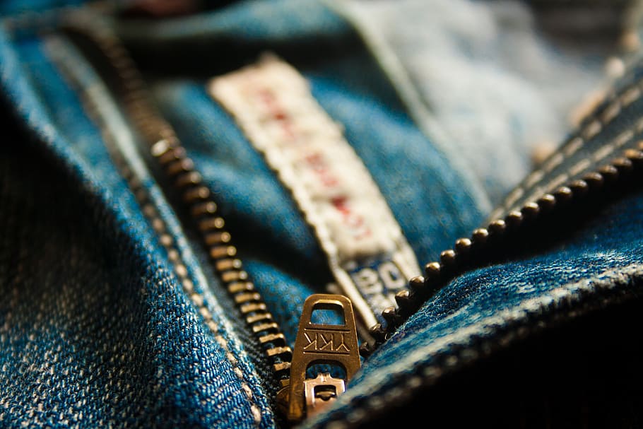 closeup, blue, denim bottoms, zip, zipper, fly, jeans, pocket, fashion, clothing