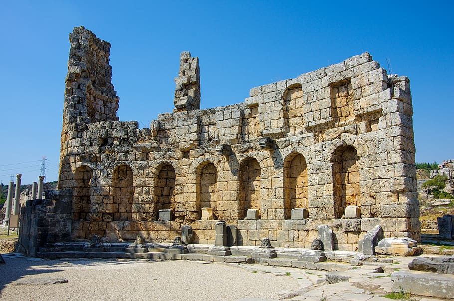 the ancient city of perga, perge, ancient, city, antalya, civilization, relic, old, date, structure