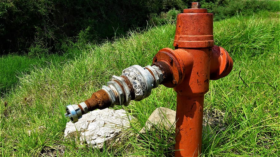 hydrant, water supply, delete, greece, grass, plant, field, nature, land, green color