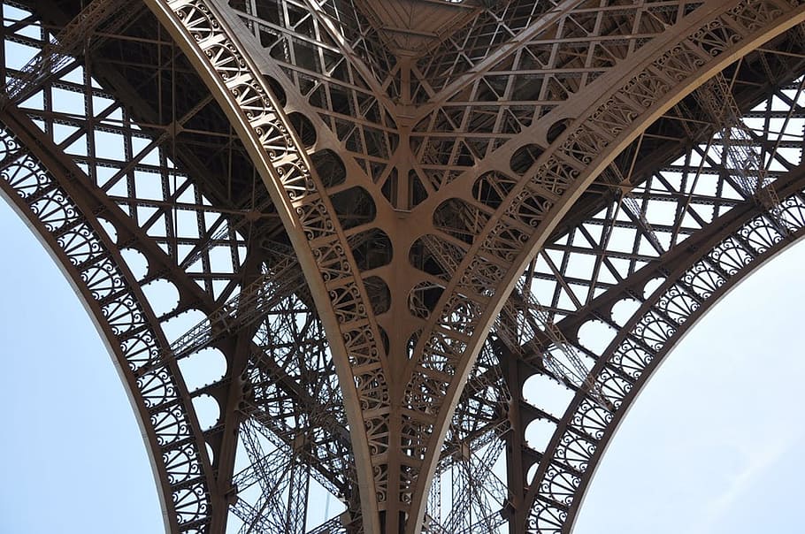 coklat, rangka jembatan, siang hari, menara eiffel, Paris, torre, Perancis, arsitektur, struktur yang dibangun, menara