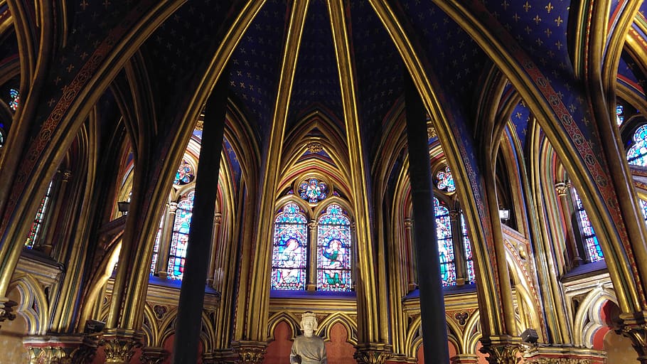 stained glass, sainte chapelle, paris, chapel, church, religion, belief, place of worship, architecture, built structure
