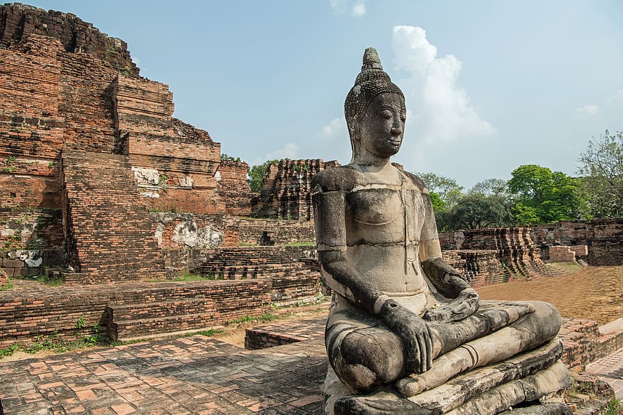 tailândia, ayutthaya, ruínas, história, templos antigos, religião, crença, escultura, arquitetura, espiritualidade