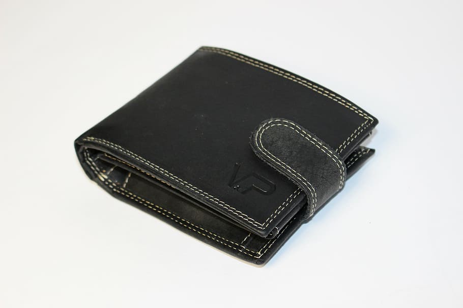 black, leather bifold wallet, money, wallet, banknotes, leather wallet, coins, finance, business, black color