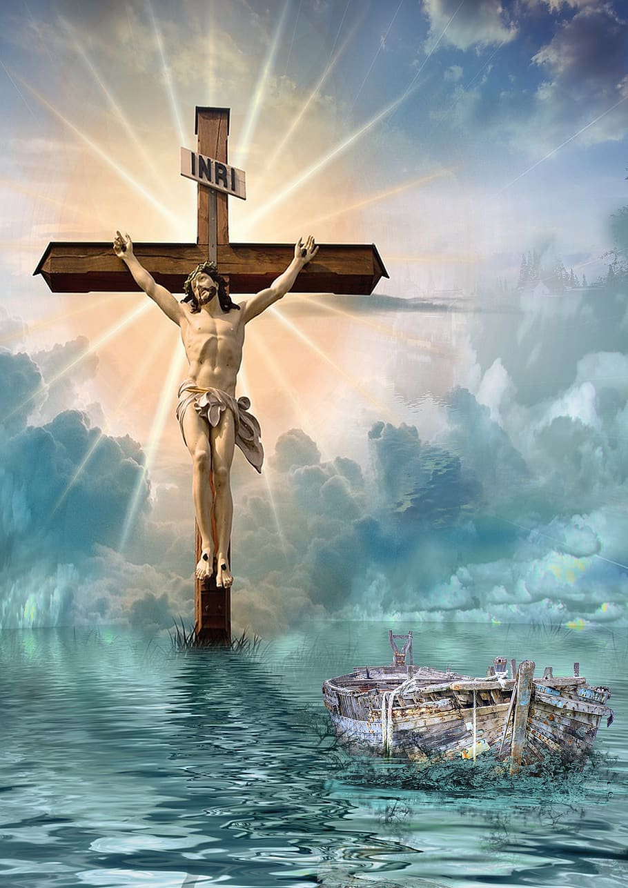 cruz cristiana, crucifixión, resurrección, cuerpo de agua, religión, creencia, espiritualidad, cielo, cruz, nube - cielo