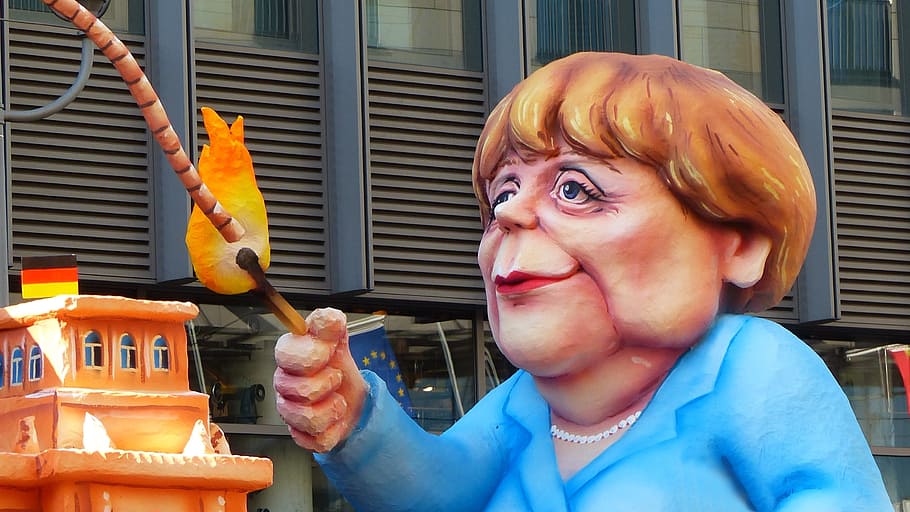 woman, holding, lighted, match, orange, cable illustration, Angela Merkel, Ttip, Caricature, Show Me