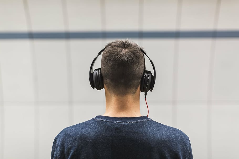 man wearing headphones, people, man, headphones, music, sound, concentrate, men, adult, listening