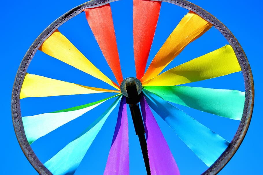 cor, vento, roda, rotação, colorido, céu, diversão, multi colorido, azul, ninguém