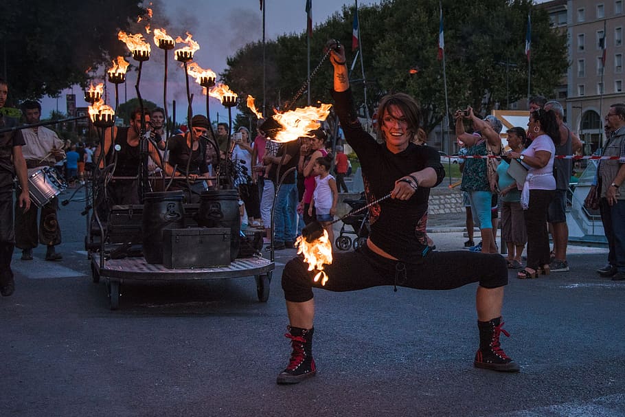 fire, juggler, holidays, parade, beaucaire, char, madeleine festivals, 21 july, arts culture and entertainment, music