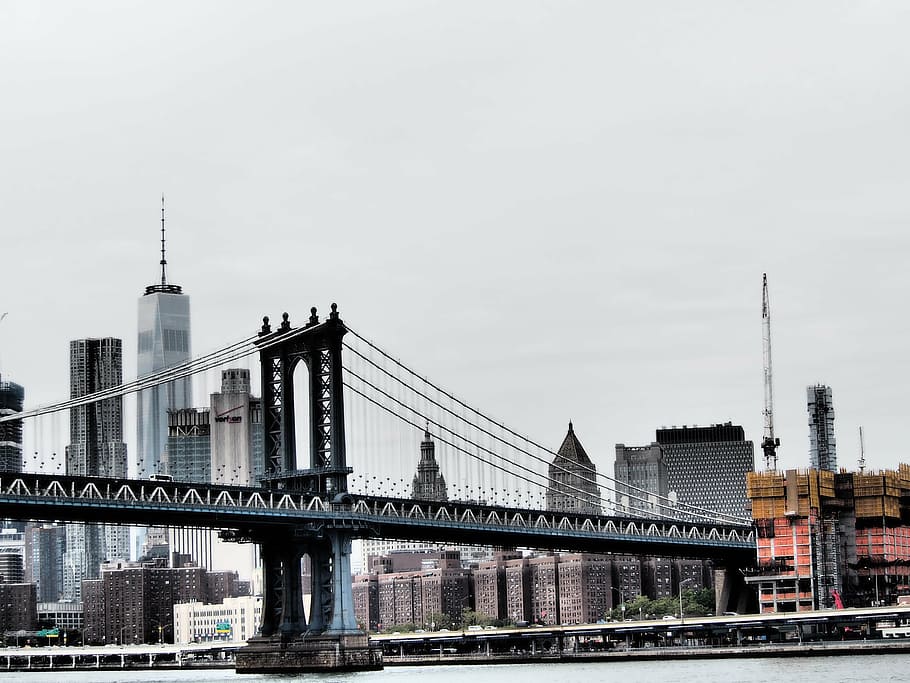new york, brooklyn bridge, new york city, brooklyn, manhattan, dom tower, landmark, architecture, built structure, building exterior