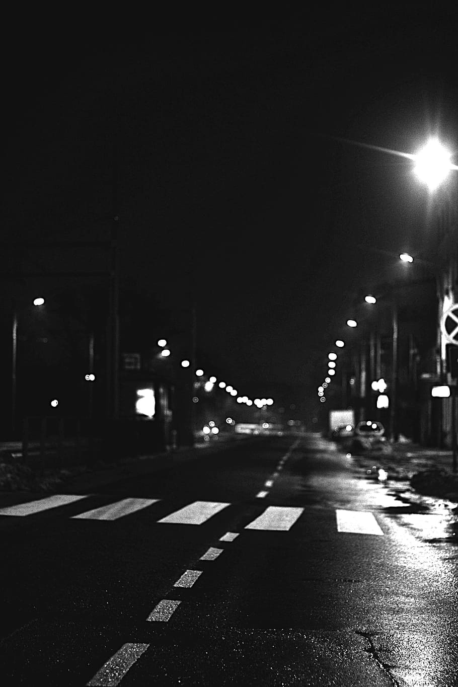 jalan, malam, cahaya, sabuk pengaman, transisi, jalan kosong, lampu, diterangi, kota, lampu jalan