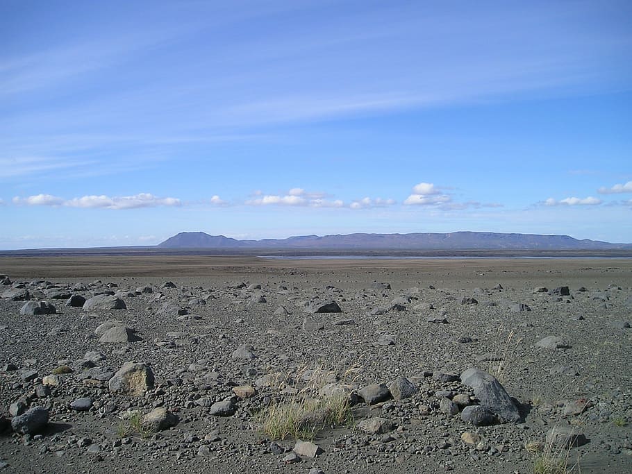 rock formation, daytime, desert, flat, bleak, lunar landscape, stones, iceland, volcano, nature