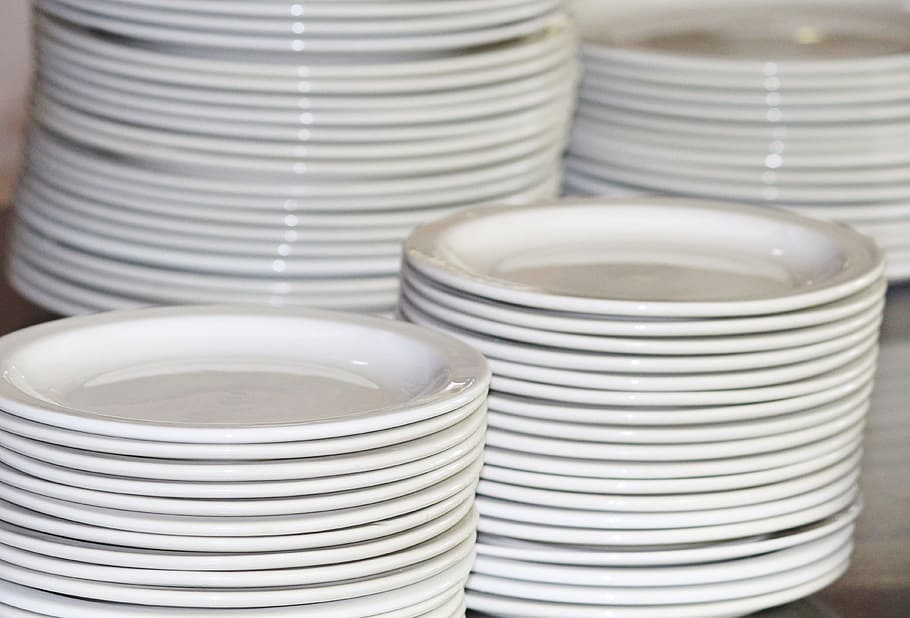 plate, stack, plate stack, tableware, porcelain, white, ceramics, crockery, indoors, kitchen utensil